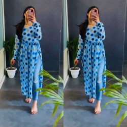 Sky color polka dot nyra kurta